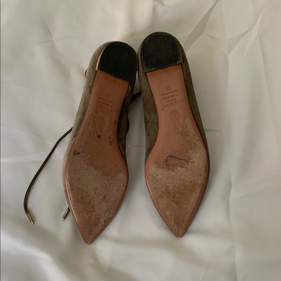 Aquazzura Women's Lace-Up Flats - olive green - Picture 2 of 2